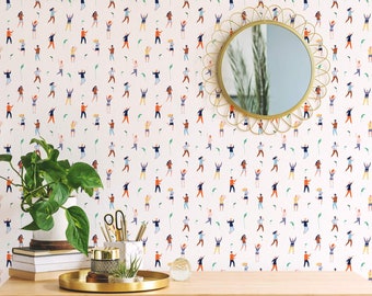 Buy Colorful Dancing People Removable Wallpaper  Fun Peel and Online in  India  Etsy