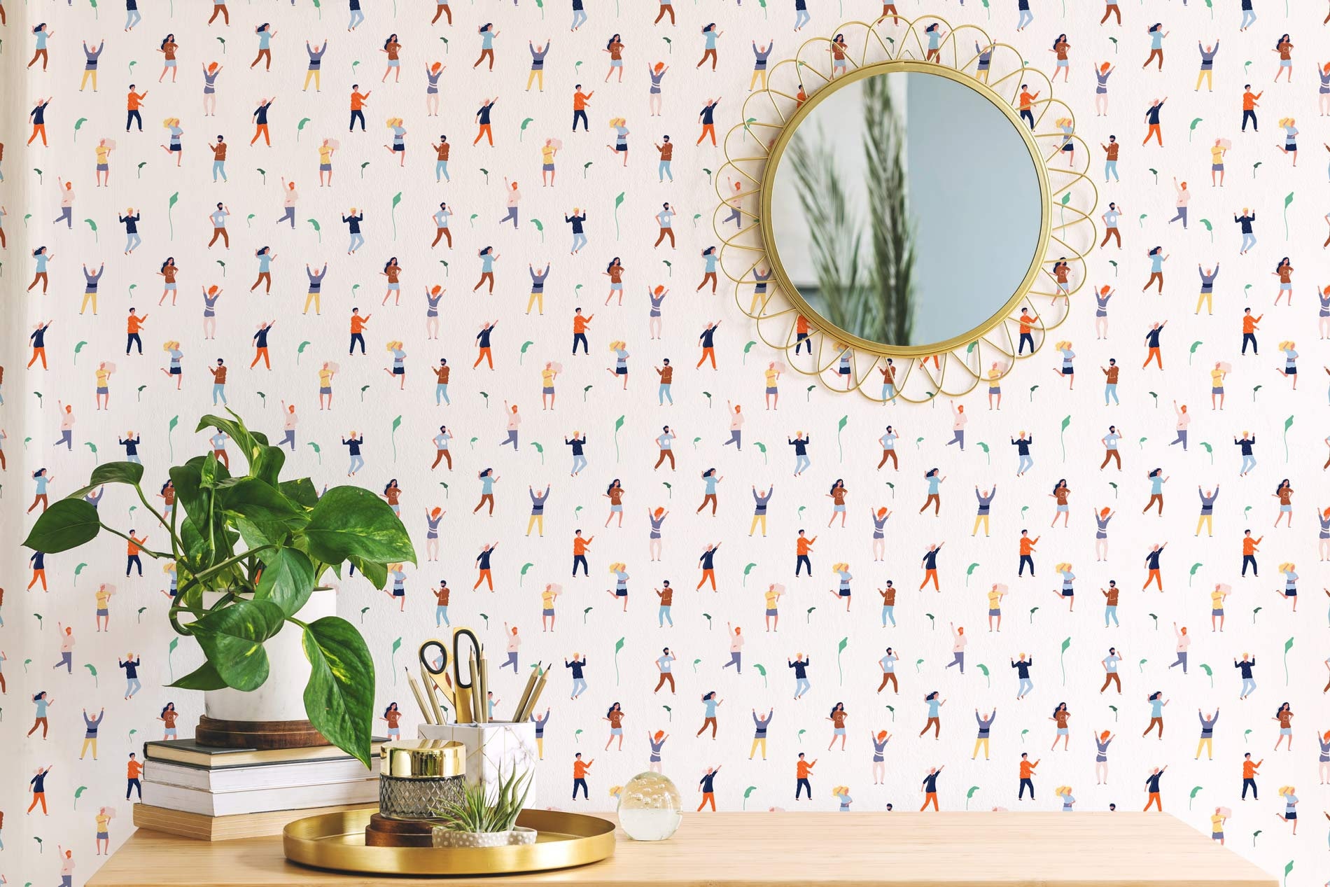 Colorful Dancing People Removable Wallpaper / Fun Peel image