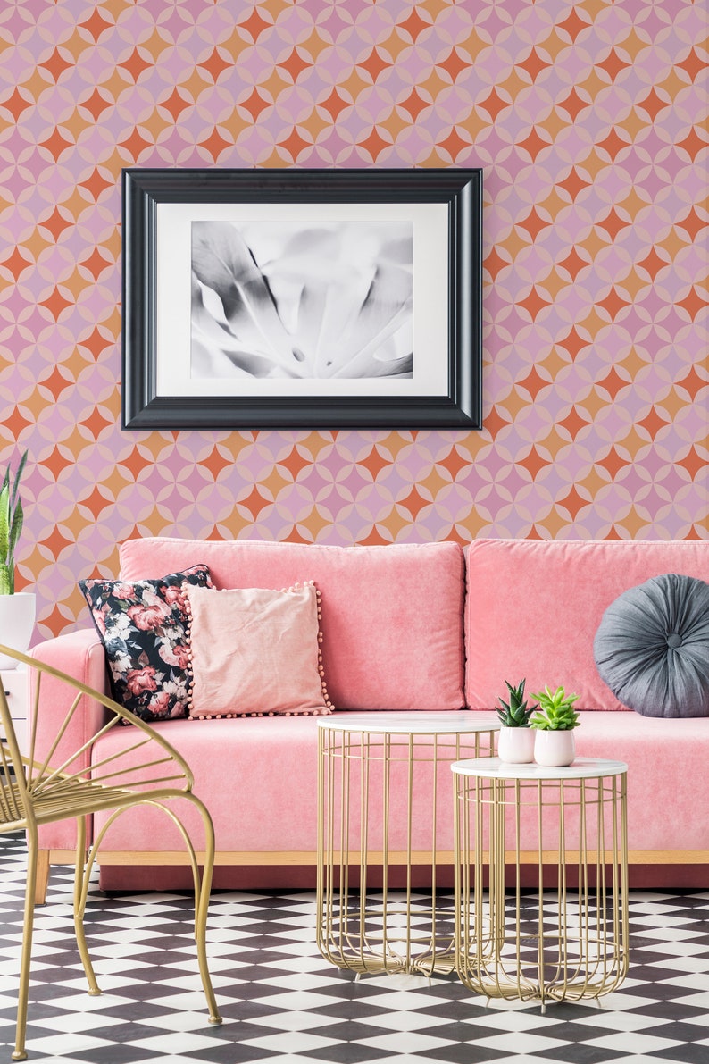 Fancy Walls Pink Geometric Peel and Stick Wallpaper