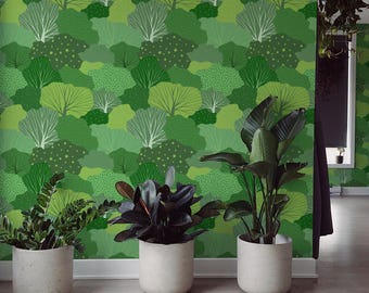 Playful Tree Wallpaper: Biophilic Forest Design (Non-Pasted, Pre-Pasted, Peel and Stick, Custom Sizes)