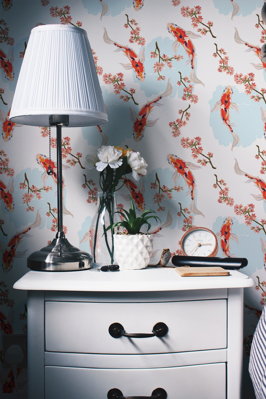 Koi Fish Peel and Stick Wallpaper / Chinoiseries Removable Etsy