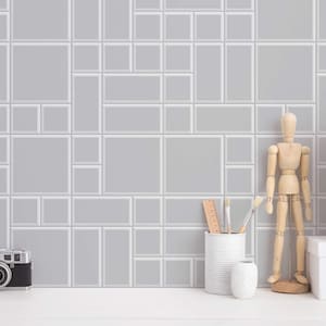 Geometric gray Tile Removable wallpaper / Mosaic Peel and Stick wallpaper / Tile wallpaper - Self-adhesive or Traditional