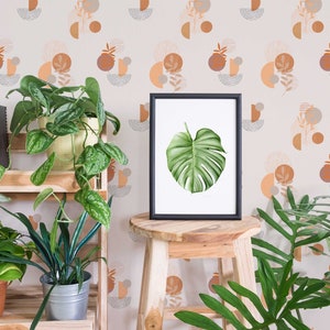 Retro Boho wallpaper - Peel and Stick Wallpaper or Non Pasted Wallpaper / Geometric Removable wallpaper / Beige self-adhesive wallpaper