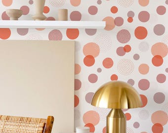 Orange Polka Dot Wallpaper: Modern Circle Pattern (Non-Pasted, Pre-Pasted, Peel & Stick, Custom Sizes)