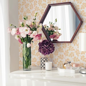 Orange and white Leaf Peel and Stick wallpaper / Bright Removable wallpaper / Leaf wallpaper - Self-adhesive or Traditional