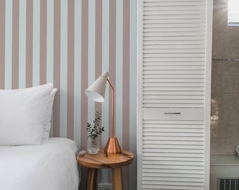 Taupe Vertical Stripes Wallpaper: Vintage Stripe Pattern (Non-Pasted, Pre-Pasted, Peel and Stick, Custom Sizes)