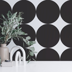 Black and white Circle Removable wallpaper / Retro Dots Peel and Stick wallpaper / Large Dots wallpaper - Self-adhesive or Traditional