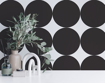 Black and white Circle Removable wallpaper / Retro Dots Peel and Stick wallpaper / Large Dots wallpaper - Self-adhesive or Traditional