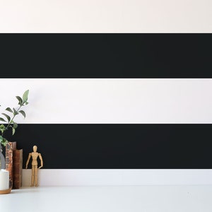 Carta da parati a righe orizzontali in bianco e nero / Tessuto a righe orizzontali audaci, in vinile o non incollato / Dimensioni e colori personalizzati
