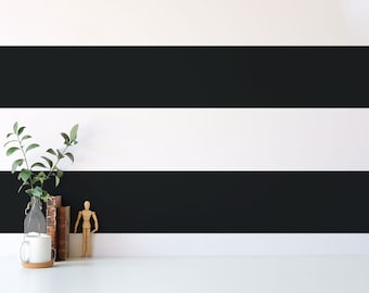 Black and White Striped Wallpaper: Bold Linear Pattern (Peel and Stick or Non Pasted, Custom Colors & Sizes)