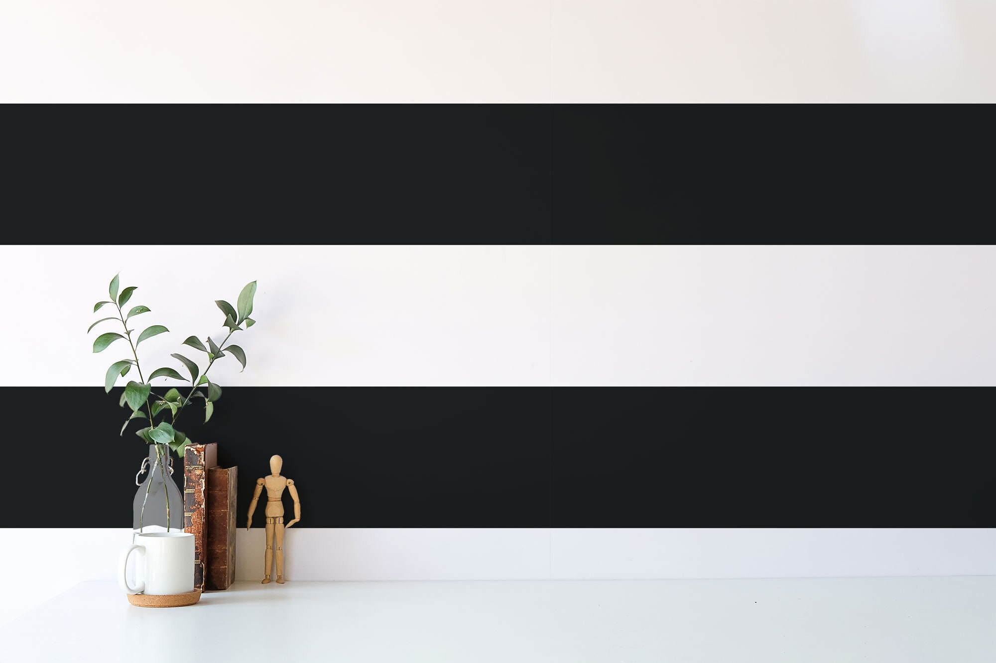 Black and White Horizontal Striped Removable Wallpaper / Bold Etsy