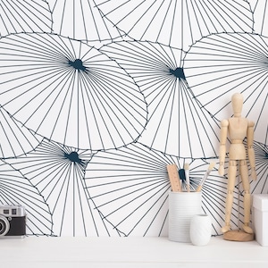 Japanese peel and stick wallpaper / Umbrella removable wallpaper /  wallpaper - Self-adhesive or Traditional