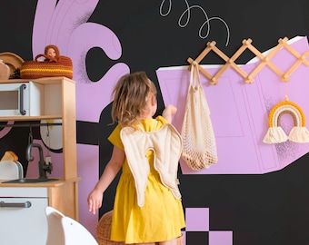 Study Doodles Wallpaper Mural: Funky Back-to-School Graphic Scribbles (Non-Pasted, Pre-Pasted, Peel & Stick, Custom Sizes)