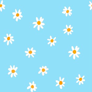 Blue Daisies Peel and Stick wallpaper / Floral Removable wallpaper / Blue girly wallpaper - Self-adhesive or Traditional image 2