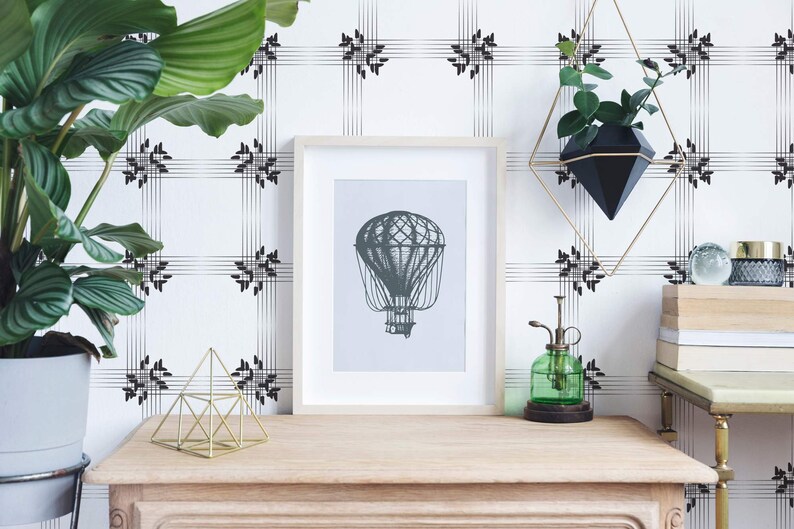 Gingham Peel and Stick Wallpaper / Black and White Gingham Etsy