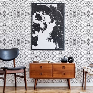 Abstract Peel and Stick wallpaper / Modern Removable wallpaper / Black and white wallpaper - Self-adhesive or Traditional