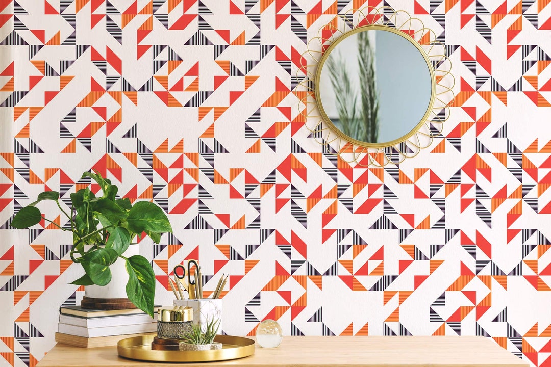 Triangle Peel and Stick Wallpaper / Geometric Removable Etsy