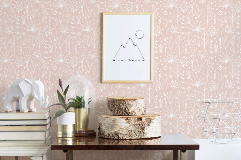 Boho nursery removable wallpaper / blush boho selfadhesive Etsy
