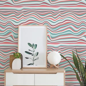 Colorful Illusion Peel and Stick wallpaper / Abstract Removable wallpaper / Colorful wallpaper - Self-adhesive or Traditional