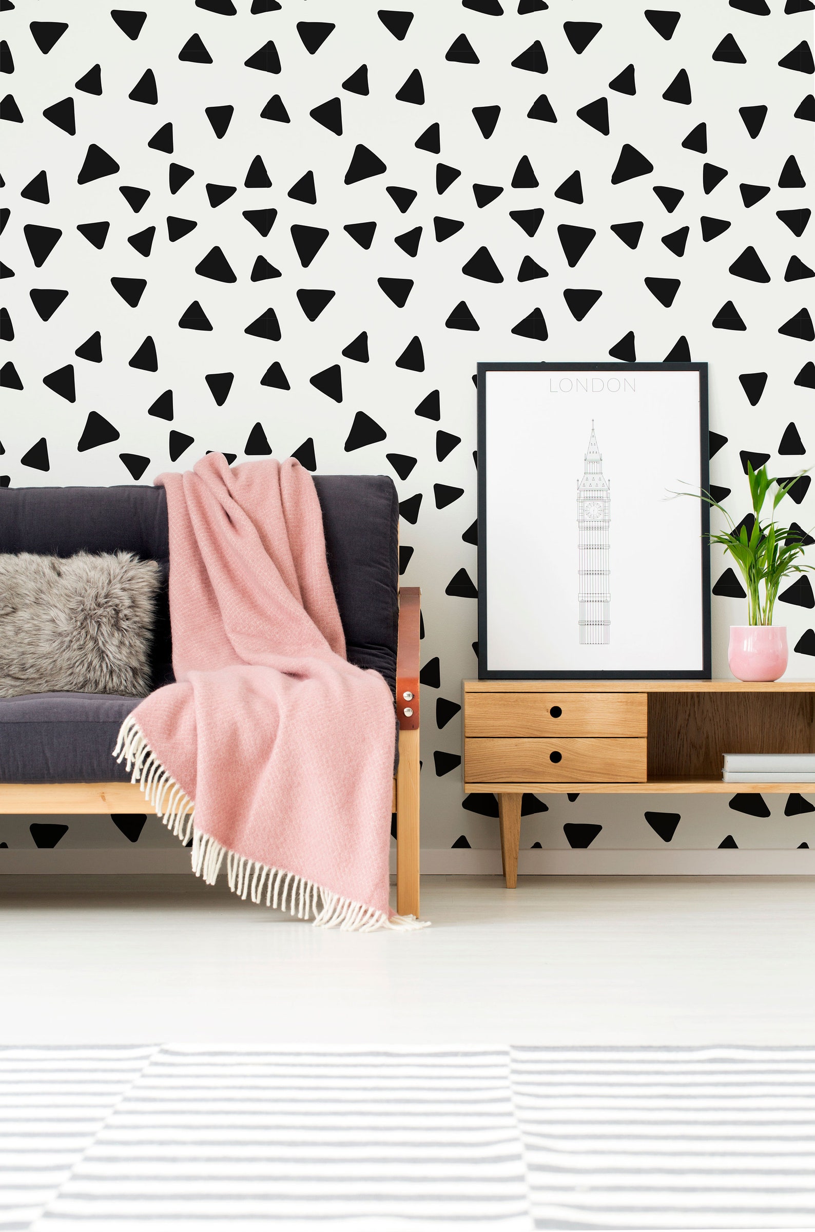 Geometric Triangle Peel and Stick Wallpaper / Geometric Etsy