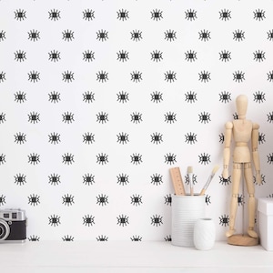 Black and white Eye Peel and Stick wallpaper / Minimalist Removable wallpaper / Eyes wallpaper - Self-adhesive or Traditional