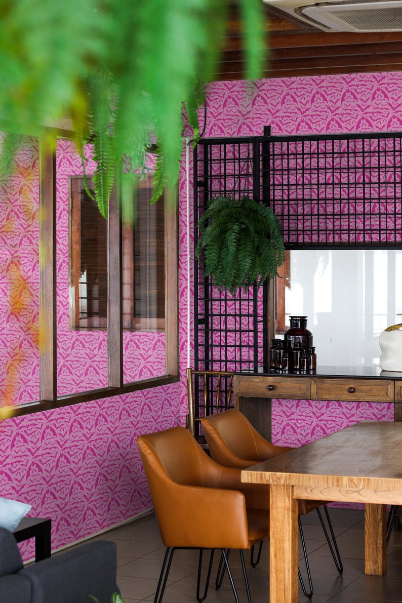Pink Halloween Peel and Stick Wallpaper, design by Fancy Walls