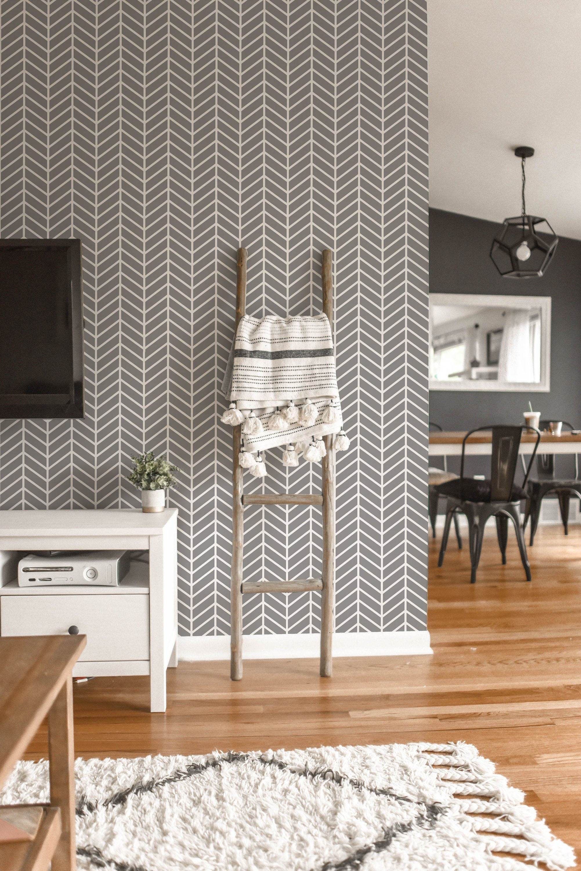 Teak in herringbone pattern wood wallpaper  TenStickers