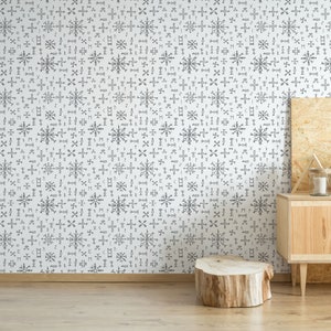 Scandi Peel and Stick wallpaper / Ethnic Removable wallpaper / Scandinavian wallpaper - Self-adhesive or Traditional