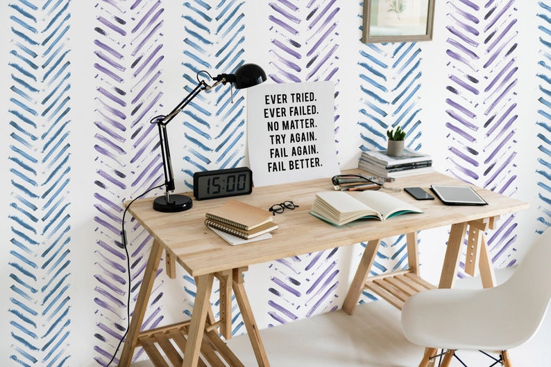 Watercolor Brush Stroke Peel and Stick Wallpaper / Herringbone - Etsy