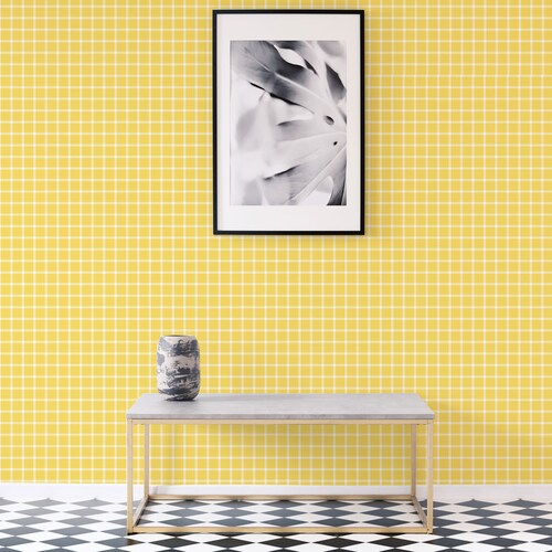 Yellow Plaid Peel and Stick Wallpaper / Checkered Removable Etsy
