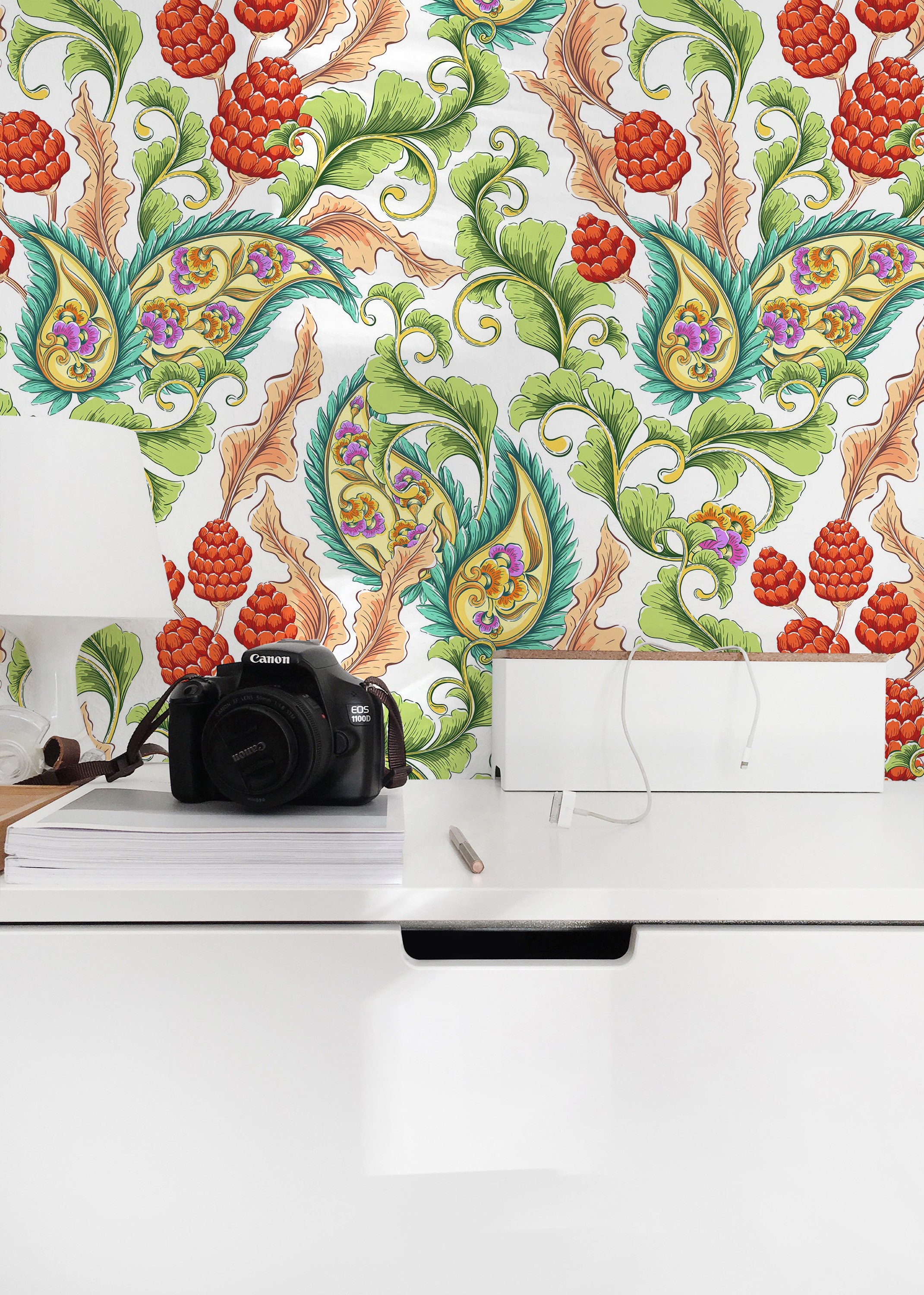 Colorful Paisley Peel and Stick Wallpaper / Floral Removable - Etsy