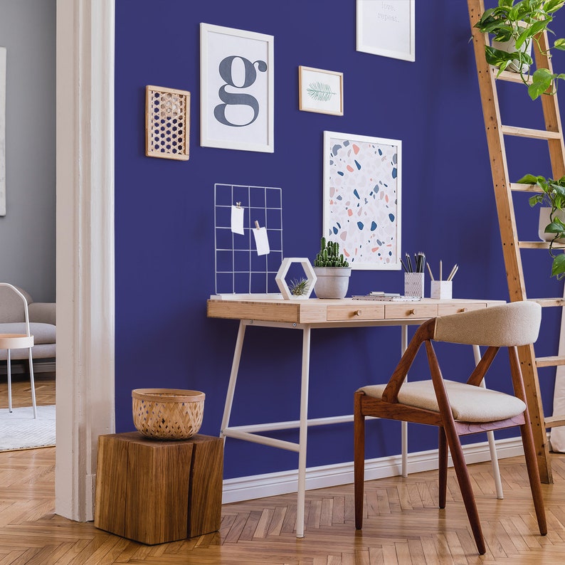 Navy blue Solid color Peel and Stick Wallpaper, design by Fancy Walls