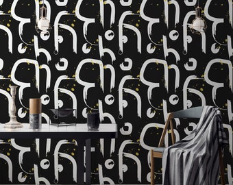 Black And White Bold Brush Stroke Wallpaper: Modern Painterly Design (Non-Pasted, Pre-Pasted, Peel and Stick, Custom Sizes)