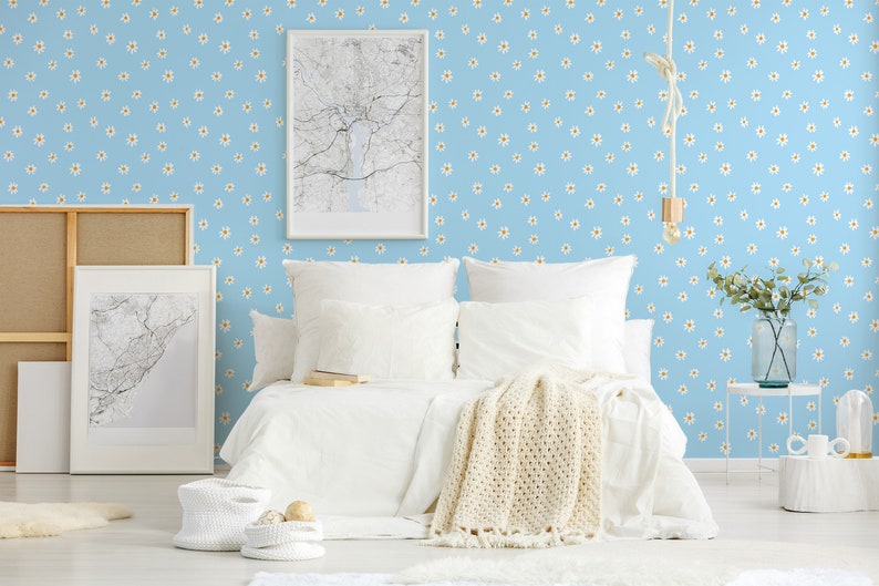 Fancy Walls - Removable Blue Botanical Wallpaper