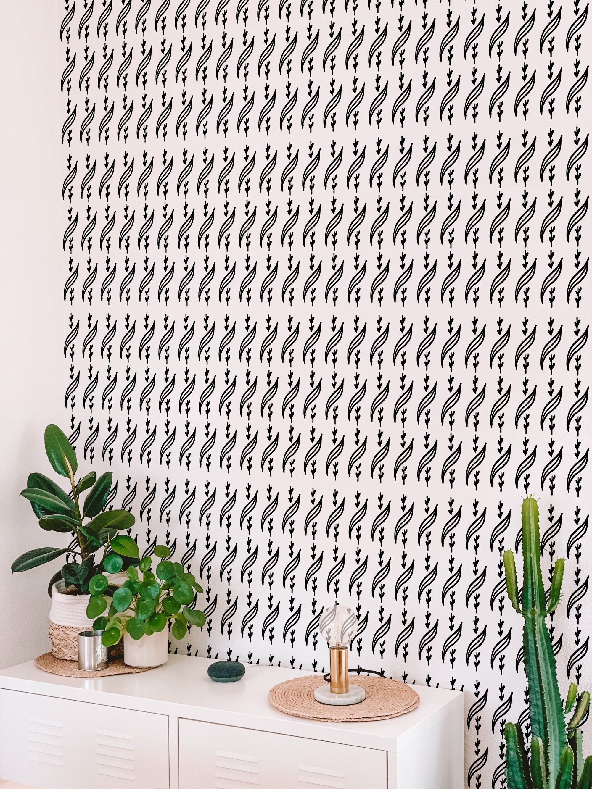 Leaf motive peel and stick wallpaper / leaf stick and peel | Etsy