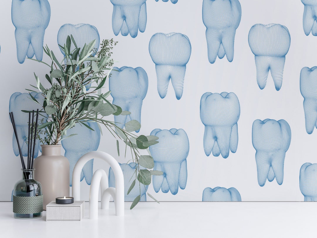 Tooth Wallpaper Peel and Stick Wallpaper or Non Pasted Wallpaper / Fun
