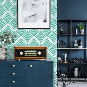Herbs Art Deco Peel and Stick wallpaper / Leaf Removable wallpaper / Art Deco wallpaper - Self-adhesive or Traditional