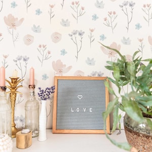 Pastel Small flowers Peel and Stick wallpaper / Minimalist Removable wallpaper / Pastel wallpaper - Self-adhesive or Traditional
