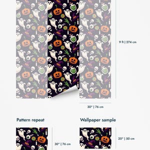 Bold Halloween wallpaper - Peel and Stick Wallpaper or Non Pasted Wallpaper / Fun Removable wallpaper / Purple self-adhesive wallpaper image 11