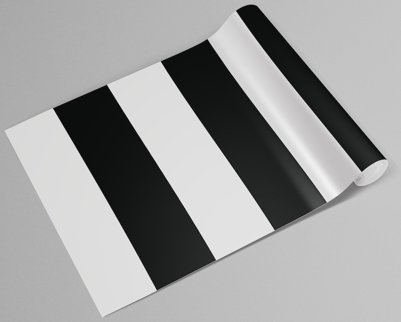 Black and white horizontal striped removable wallpaper / Etsy