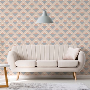 Retro Peel and Stick wallpaper / Geometric Removable wallpaper / Pastel Retro wallpaper - Self-adhesive or Traditional