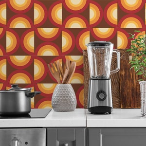 Brown retro peel and stick wallpaper / Kitchen removable wallpaper / Brown wallpaper - Self-adhesive or Traditional