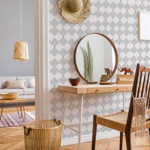 Geometric Peel and Stick wallpaper / Retro Removable wallpaper / Abstract wallpaper - Self-adhesive or Traditional