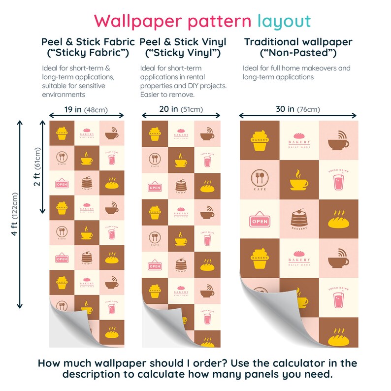 Pink Cafe Peel and Stick Wallpaper / Coffee Removable Etsy