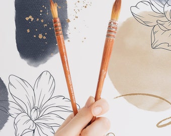 Blue and beige Brush Stroke Peel and Stick wallpaper / Floral Removable wallpaper / Blue and beige wallpaper - Self-adhesive or Traditional