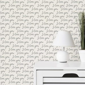 I love you Peel and Stick wallpaper / Line art Removable wallpaper / Black and white wallpaper - Self-adhesive or Traditional