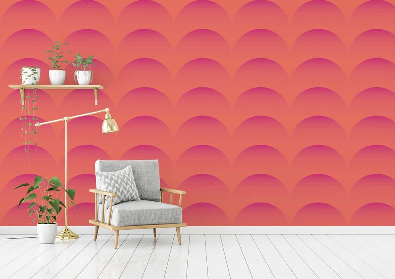 Pink Geometric Peel and Stick Wallpaper, design by Fancy Walls