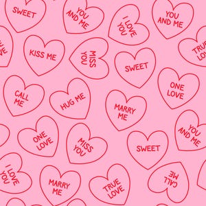 Pink Valentine Peel and Stick wallpaper / Heart Removable wallpaper / Pink wallpaper - Self-adhesive or Traditional image 2