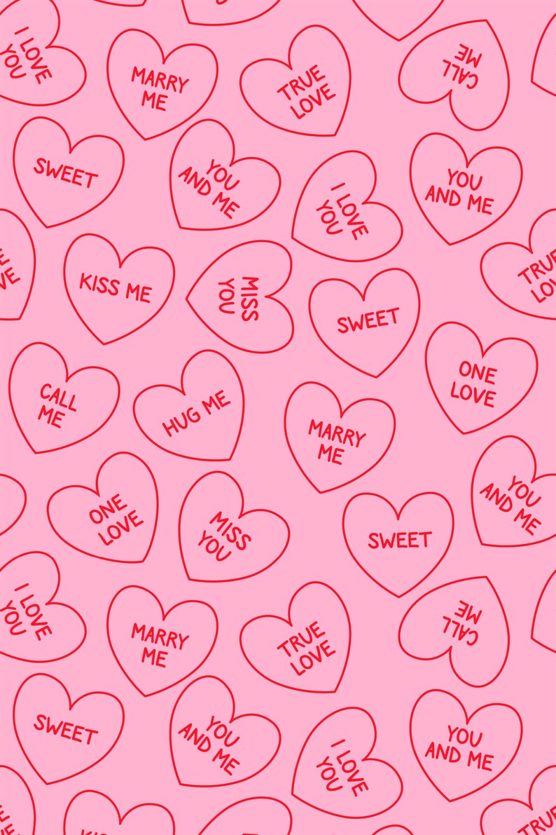 Pink Valentine Peel and Stick wallpaper / Heart Removable wallpaper / Pink wallpaper - Self-adhesive or Traditional image 2