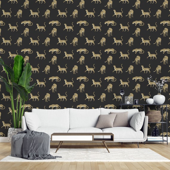 Leopard Peel and Stick Wallpaper / Dark Leopard Removable Etsy